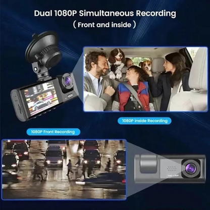 Dual Full HD Dash Cam: Front and Interior, Easy Installation"